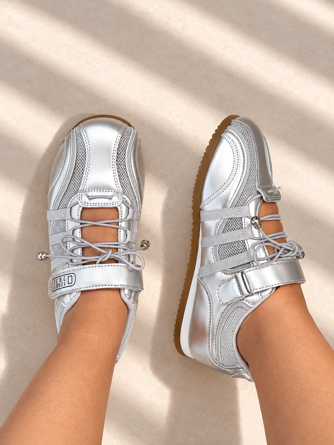 GREYA – Basket ballerine argentée