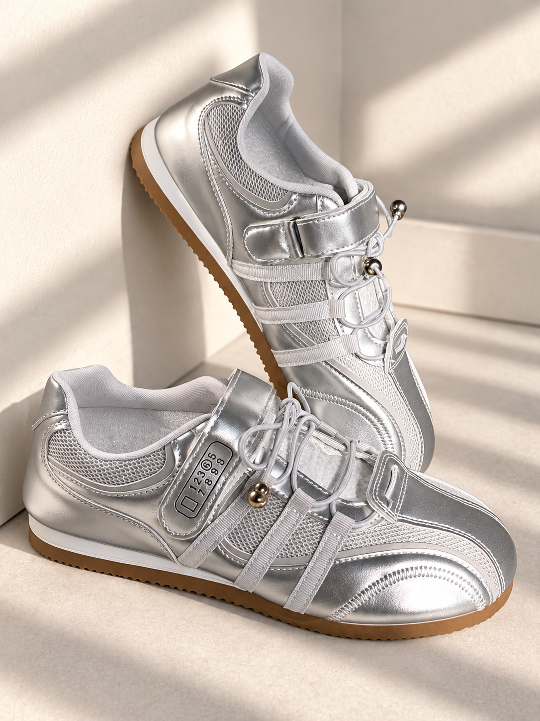 GREYA – Basket ballerine argentée